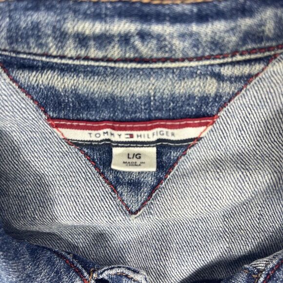 Tommy Hilfiger Womens Large Blue Button Down Denim Jean Jacket - Picture 4 of 8